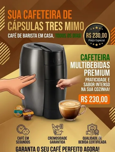 Vendo cafeteira 3 corações preta