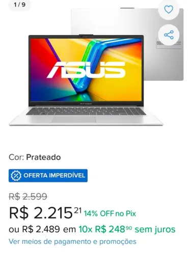 Notebook azus novo