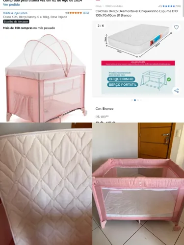 Berço portátil com colchão separado 