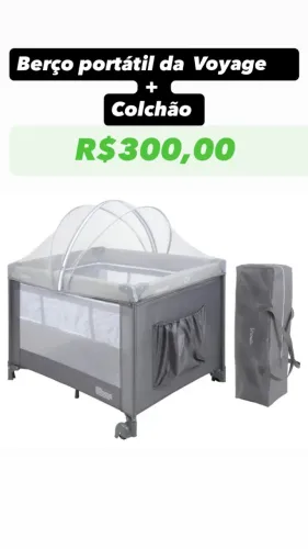 Vendo berço portátil da Voyage com 2 alturas. Acompanha colchão.