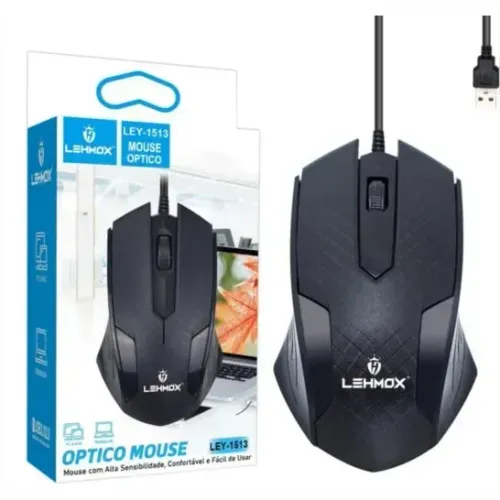 Mouse Óptico USB 3.0 Lehmox Ley-1513 Preto Com Fio Ambidestro