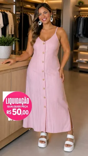 1 Vestido ATLANTIS Longo de alça Ram M n.40/42 rosa listras último LIQUIDAÇÃO 50,00