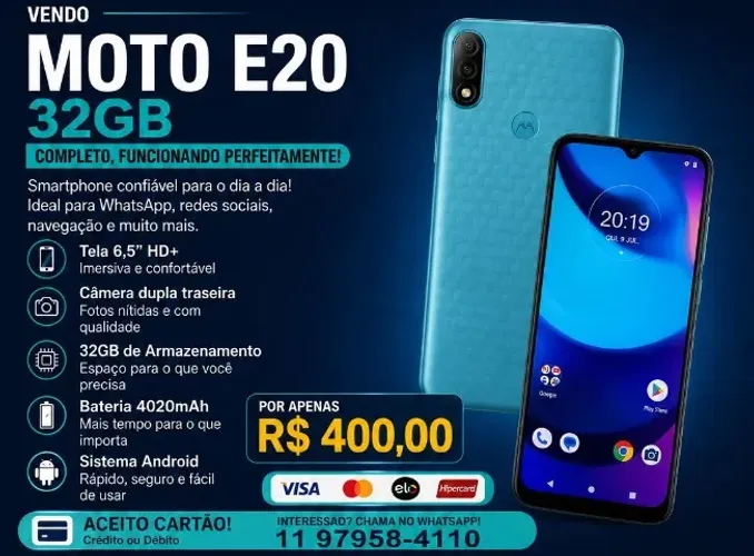 Moto e20 32gb usado