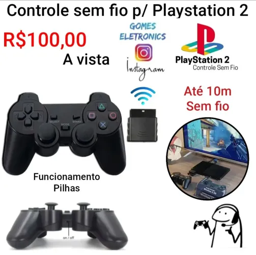 Controle sem Fio para Ps2 - Controle sem fio para Playstation 2 Joystick (Loja Fisica)