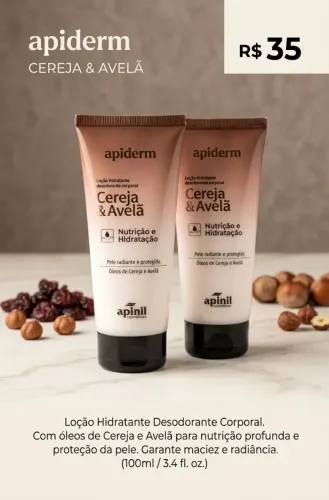 Loção Hidratante Desodorante Corporal Apinil Apiderm - Cereja & Avelã