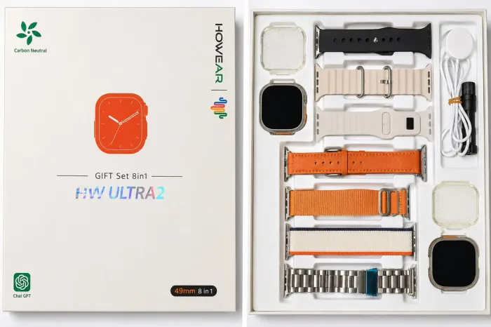 Smartwatch HW Ultra 2 49mm 8 em 1 + 7 Pulseiras - Novo