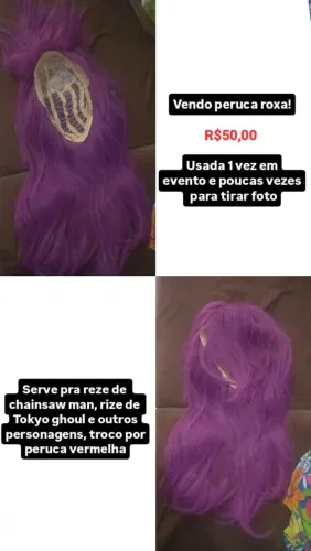Peruca roxa cosplay reze rize