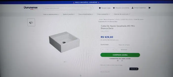 ATENÇÃO! Vendo Cuba quadrada de lavatório DECA. 