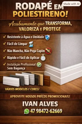Rodapés em polietireno 