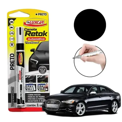 Pincel Caneta Preta Anti Risco Tira Arranhado Arranhão Carro Preto, Prata e Vermelho