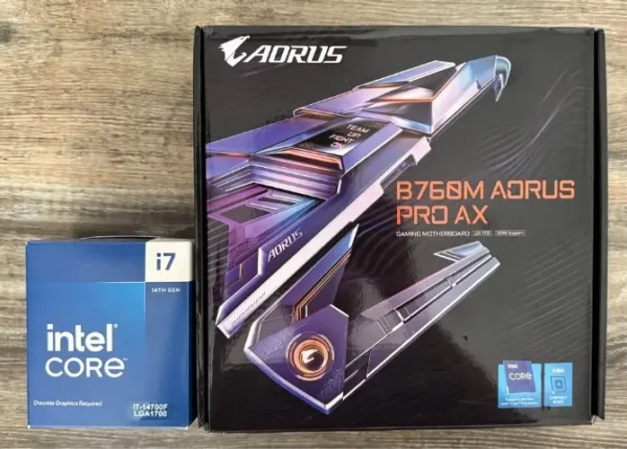 Kit upgrade processador+placa mãe Intel I7 14700F e Gigabyte B760 Aorus Pro
