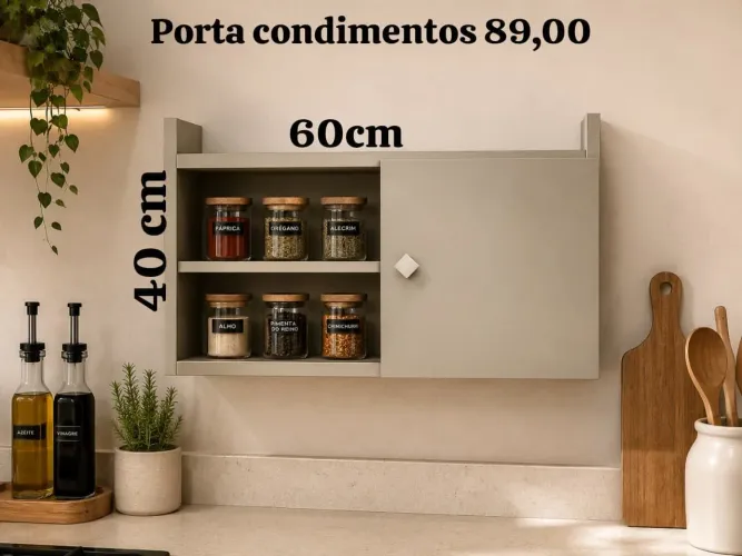 PORTA CONDIMENTOS EM MDF 100% + instalação e taxa de entrega (35 reais)