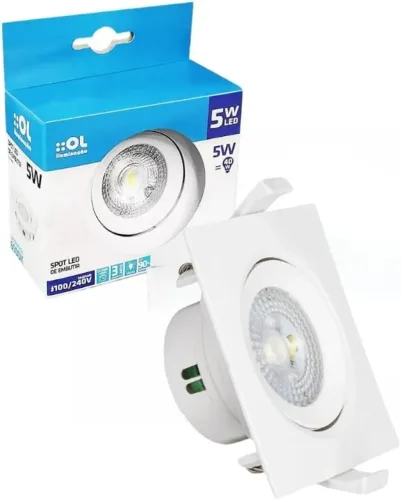 Spot Led 5w Quadrado Embutir 6000k Luz Fria