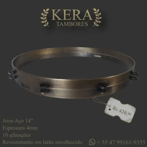 Par aros aço 4mm 14" 10 afinações - KERA Tambores