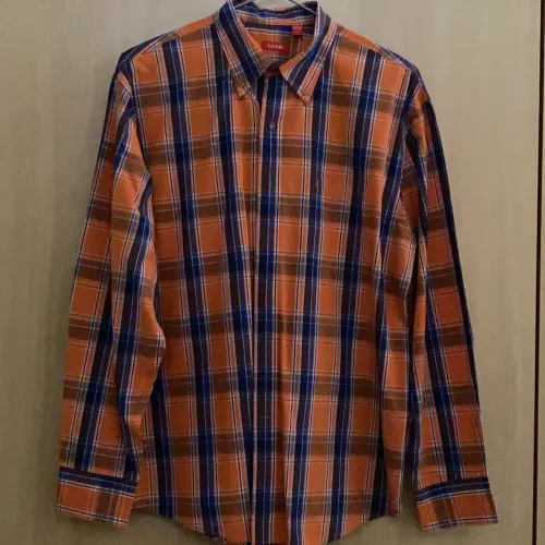 Camisa xadrez marca Izod comprada nos Estados Unidos, 100% algodão, tamanho L(G), veste GG