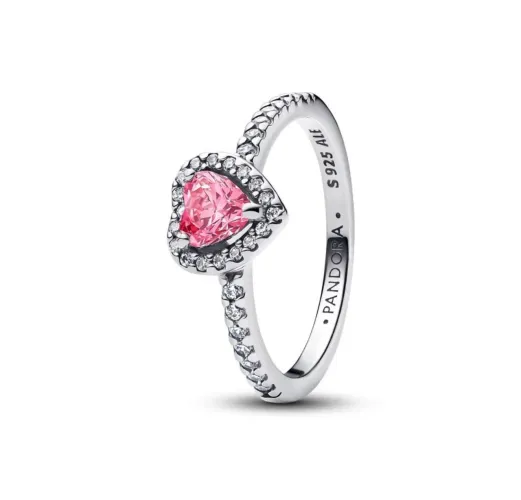 Anel pandora Coração rosa brilhante