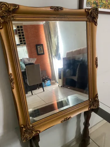 ESPELHO VINTAGE MOLDURA MADEIRA ROBUSTA