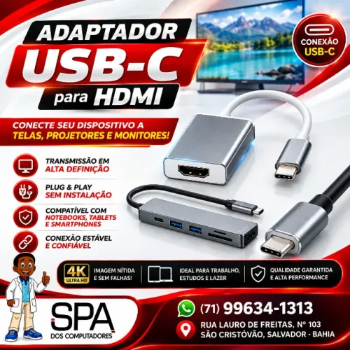 Adaptador de USB-C para HDMI em Salvador e Região