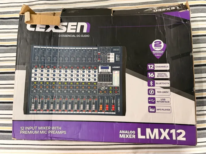 Mesa de Som Lexsen 12 canais Lmx-12 Usb MP3 Bluetooth Bivolt