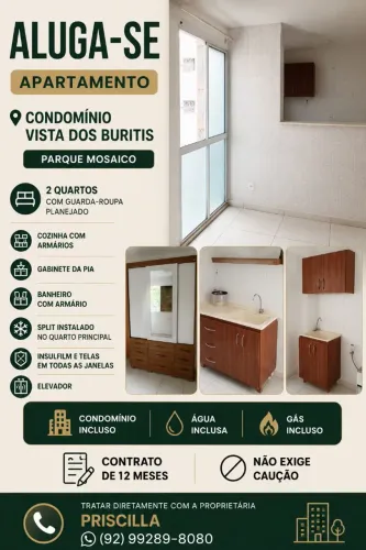 Alugo apartamento no Condomínio Vista dos Buritis