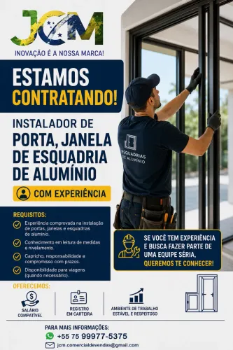 Estamos contratando instalador de esquadrias