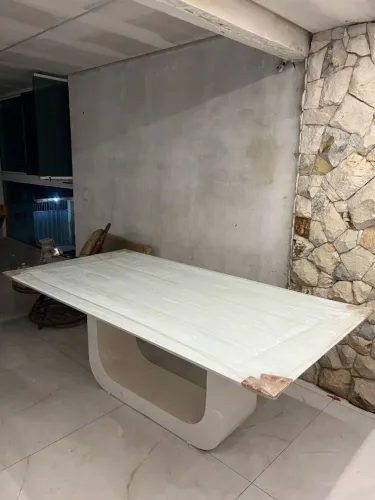 Mesa de Jantar Retangular Luxo 100% Mdf com vidro Laqueado 4mm
