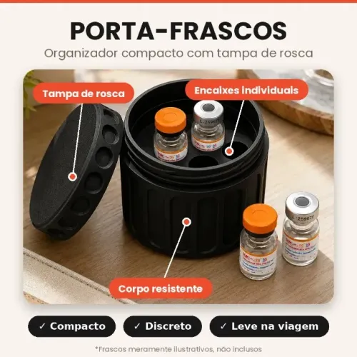 ase Porta Ampolas Frascos Organizador Compacto Tampa Rosca Proteção Contra Quebra