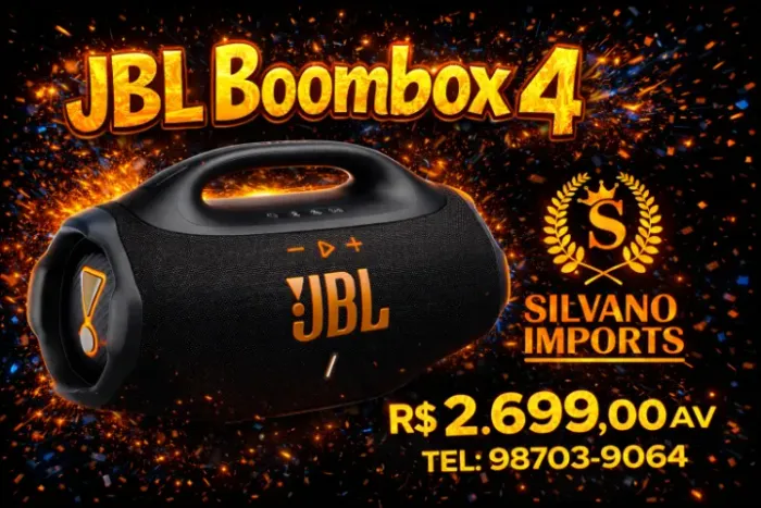 Boombox 4 Preta JBL Caixa de Som Bluetooth + NFe 2025