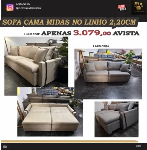   M.SOFA CAMA MIDAS NO LINHO 2,20CM