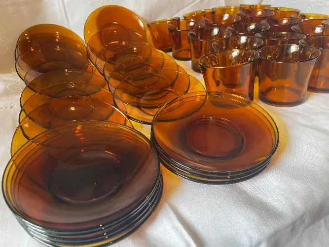 Conjunto xícaras de chá com pires Duralex - linha Âmbar