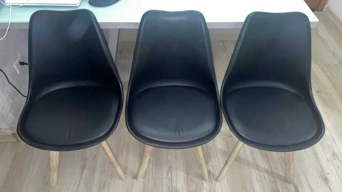 Cadeiras Jantar Leda Eames - Kit 3 Tok Stok - Design Wood Estofada Base Madeira