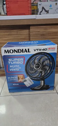 Ventilador MONDIAL 40cm, Preto/Prata, 220V | Super Turbo, 8 Pás, 140W, VTX-40-8P<br>
