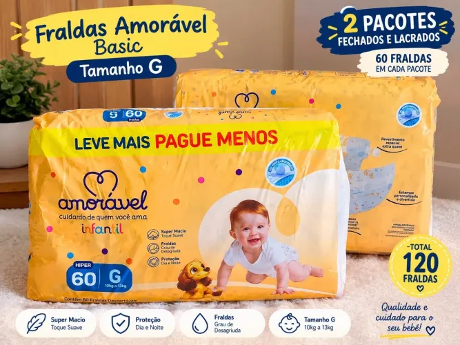 Fraldas Amorável Infantil G 60un 