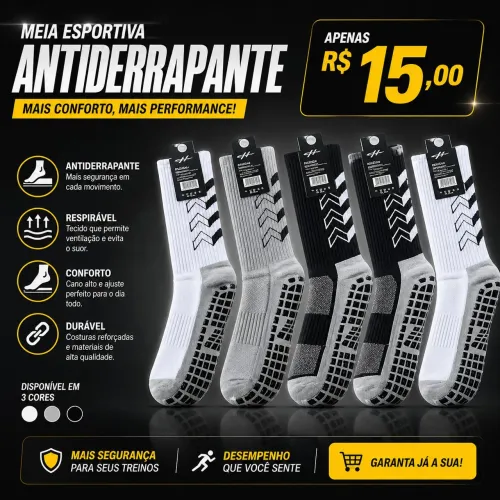 Meia Esportiva Antiderrapante