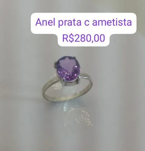 Anel prata com pedra Ametista