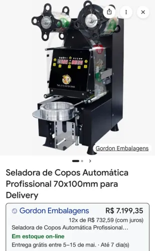 SELADORA DE COPOS AUTOMÁTICA PROFISSIONAL GORDON - 220V