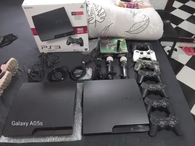 PS3 Slim 1TB DESBLOQUEADO HEN + 7 Controles + Move Completo + Jogos + Loja Thanos