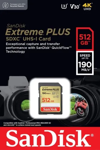 Cartão De Memória SD Sandisk Extreme 4K 512gb