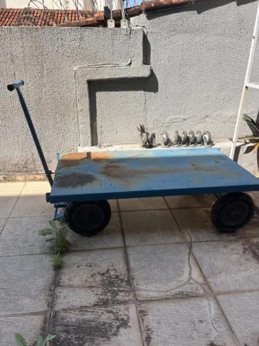 Carrinho Plataforma De Carga Reforçado 4 Rodas - Chapa De Aço