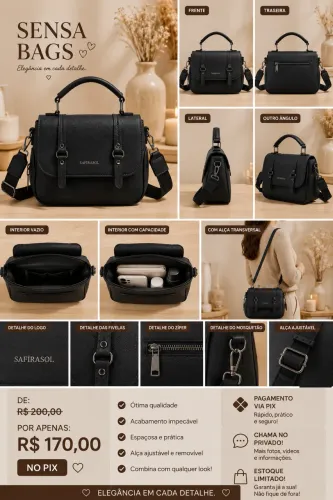 Bolsa Fashion Premium Preta