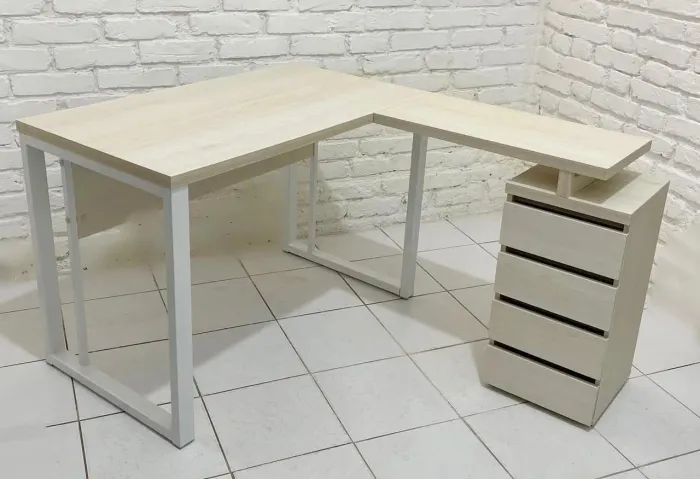 Mesa com gaveteiro acoplado em L Happy