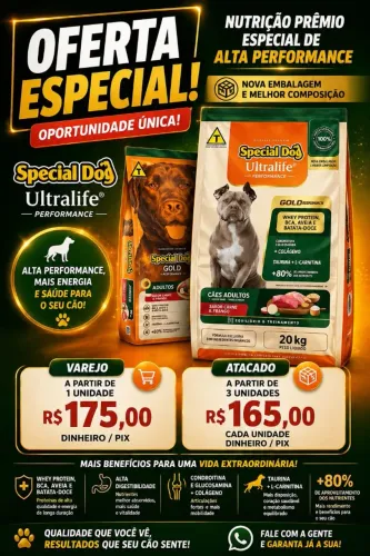 Ração Special Dog Gold performance 20kg,  fazemos entregas em todo DF 