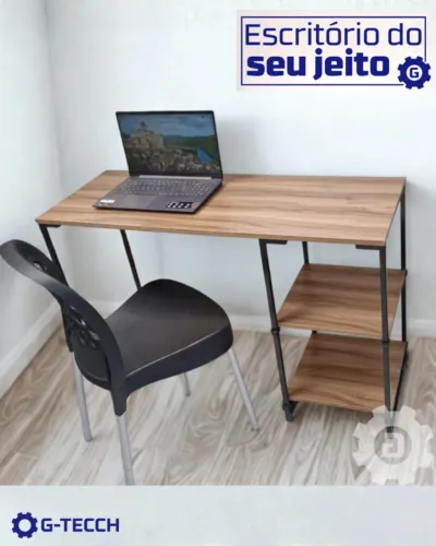 Escrivaninha com prateleira 1,1m NOVA Estilo Industrial Multiuso para Computador Notebook