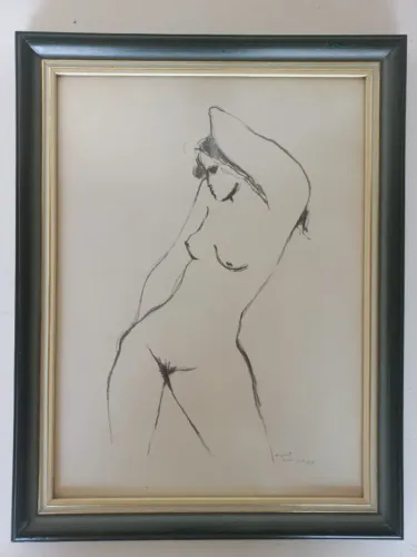 Desenho de Augusto Rodrigues - Quadro em desenho a crayon 