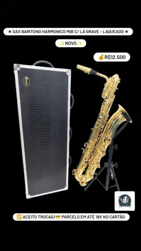 Sax Barítono Harmonics Mib HBS-110L Novo -Aceito trocas - Parcelo 18x