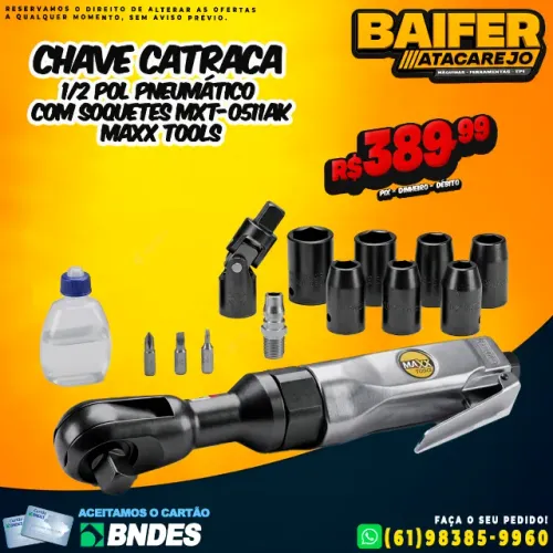 Chave Catraca 1/2 Pol Pneumático Com Soquetes Mxt-0511ak Maxx Tools