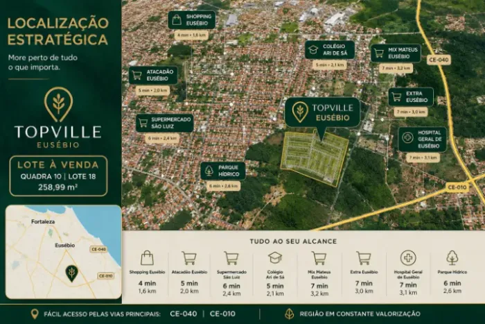 Terreno 259m² no Topville Eusébio | Repasse de Lote