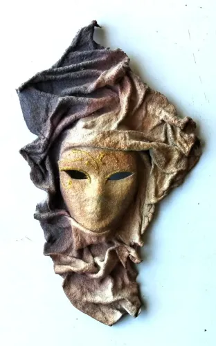 Antiga Peça Decorativa - Máscara Estilo Veneziano (Teatral) - Usado