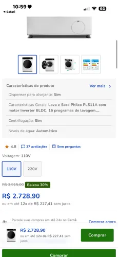 Máquina lava e seca