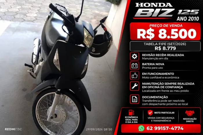 Honda BIZ 125 2010<br>? R$ <br>? Chame no WhatsApp e venha conferi